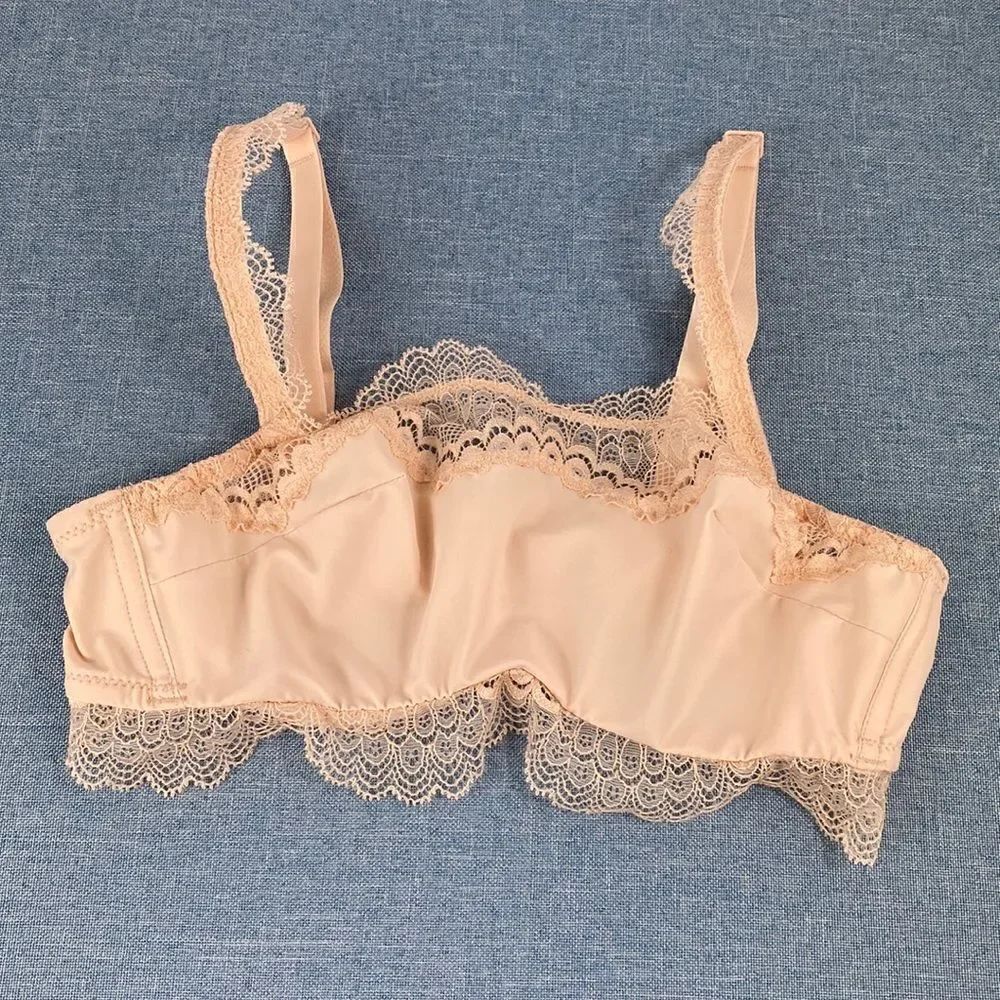 Simone Perele Pinkish Beige Underwire Lace Trim Bra Size XS